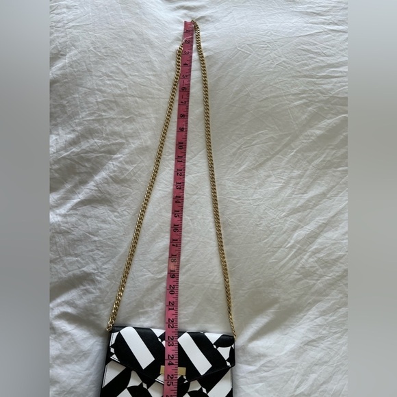 Trina Turk | Cell Phone Crossbody Chain Bag Clutch | Black White - Picture 3 of 10